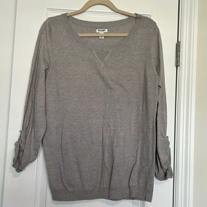 Old Navy grey & neon confetti sweater with rolled sleeves, size large, GUC